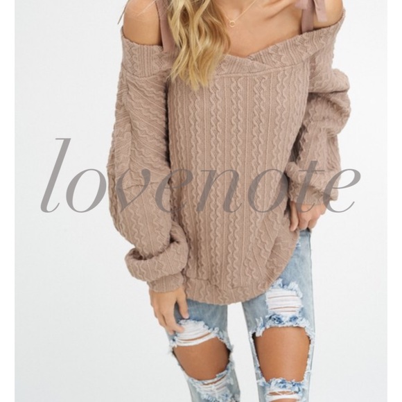 1 left! Sz Small • Off the Shoulder Sweater Top - Picture 4 of 5